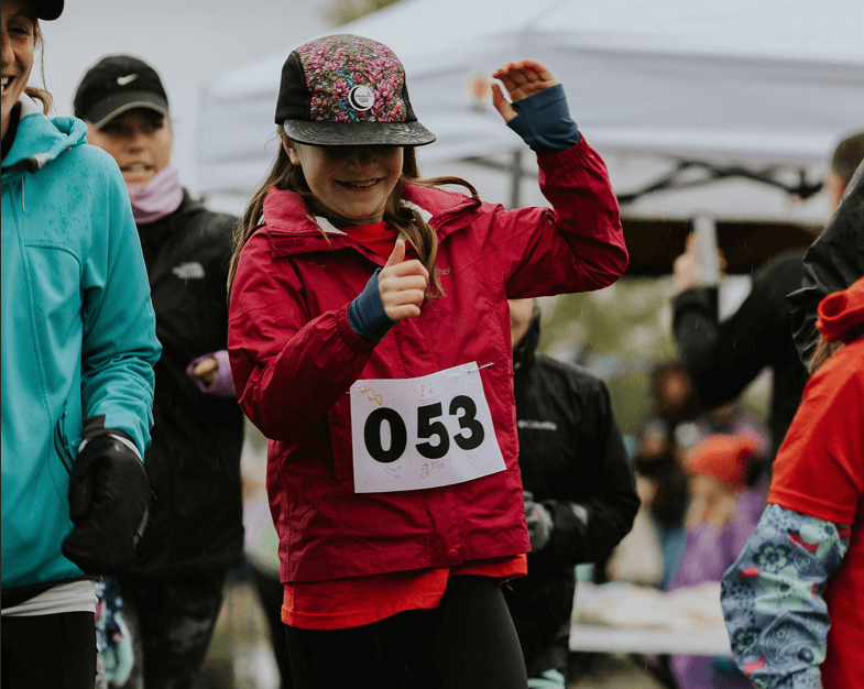 Girls running in Missoula youth running program