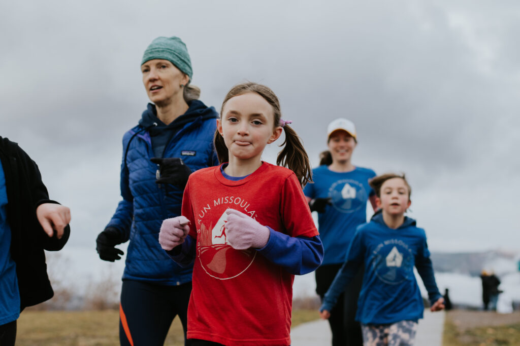 Girls running during a Go Run Missoula event